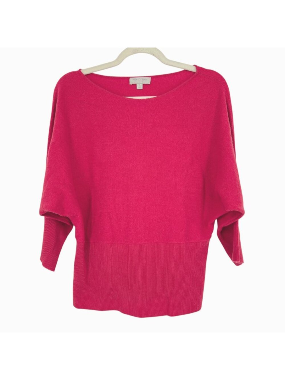 Nordstrom Cashmere Boatneck Batwing Sweater Pink Size Small